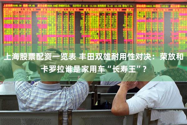 上海股票配资一览表 丰田双雄耐用性对决：荣放和卡罗拉谁是家用车“长寿王”?
