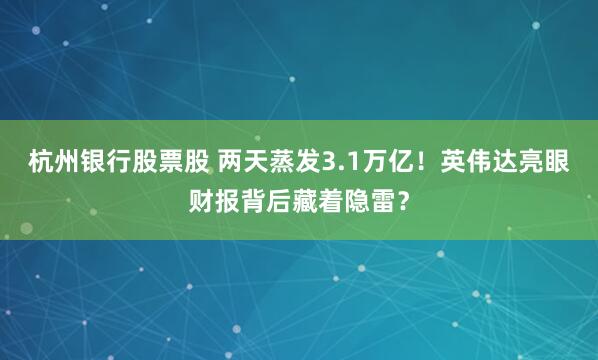 杭州银行股票股 两天蒸发3.1万亿！英伟达亮眼财报背后藏着隐雷？